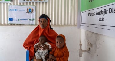 Naima* (22) is married with two young daughters: Jamilah* who is 2 years and 8 months old, and Leyla* who is 6 months old. She and her daughters currently in Wadajir District, Banadir Region, after fleeing violence and drought at home. Photo: Eugene Ikua/Concern Worldwide