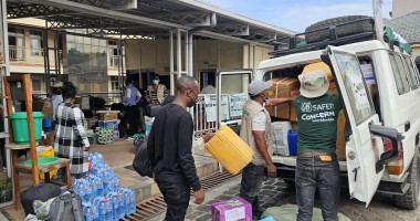 Concern staff load vehicles with tequipment and supplies before the teams depart to support targeted communities in North Kivu, Democratic Republic of Congo. 