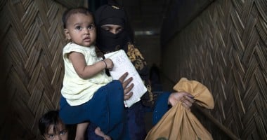 Dina* and her one-year-old child Barsha* just received Super Cereal Plus, a fortified blend of wheat and soya that's rich in protein and nutrients. It's provided to pregnant and breastfeeding mothers at the Rohingya camp through Concern's Integrated Nutrition Facilities (INFs).