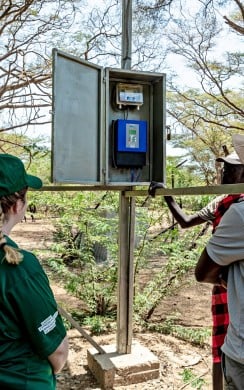 Concern’s Youth Climate Ambassador Dearbhla Richardson sees solarised borehole in use 
