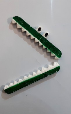 Maths lesson crocodile, made from cardboard and Styrofoam