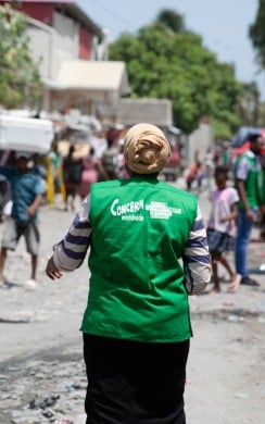 Concern team members on the streets of Cité Soleil in Port-au-Prince, Haiti. (Photo: Kieran McConville/Concern Worldwide)
