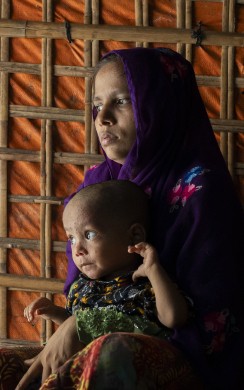 Kulsum* a Rohingya refugee, with with her 15-month child at Camp 13, Ukhiya, Cox's Bazar. (Photo: Saikat Mojumder/Concern Worldwide)