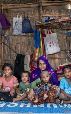 Kulsum at home with her children at Camp 13. (Photo: Saikat Mojumder/Concern Worldwide)