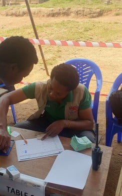 Participant verification by Concern staff during the MPCA distribution.