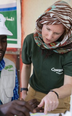 Concern's Nicola Brennan at one of the health facilities in Sudan being supported by the Concern Emergency Mobile Team.