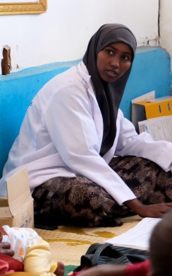 Health worker Hamdi Ibrahim Omar at Siinkadheer Health Facility, Mogadishu