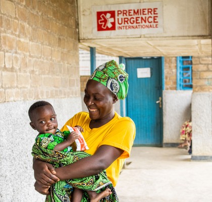 A mother and her baby attend a health centre in Democratic Republic of Congo.