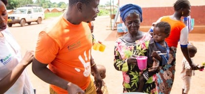 Sylvie is fed as part of Concern's nutrition programme