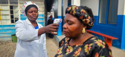 Temperature checks in a Concern supported Health Centre in Goma.