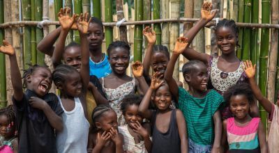 Happy children of Buigba Town.  Since the town well was constructed 3 month prior, the town has fully implemented the WASH programme to great effect.  Photo: Gavin Douglas / Concern Worldwide.
