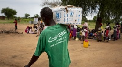 Concern staff work tirelessly at a nutrition clinic in South Sudan