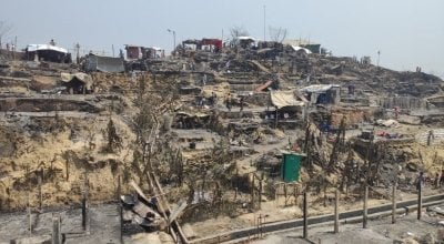 Homes destroyed by fire in Cox's Bazaar, Bangladesh