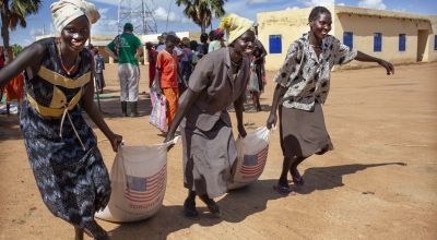 Women at a food distribution in South Sudan