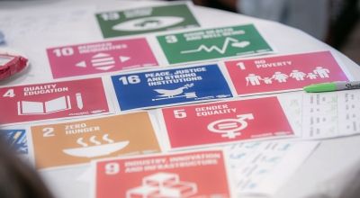 Sustainable Development Goals cards on table