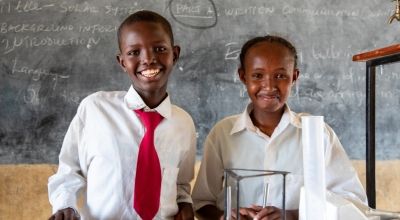Bashun Qatu and Talabo Gonjoba during a science class at Maikona primary school, Marsabit County, Kenya