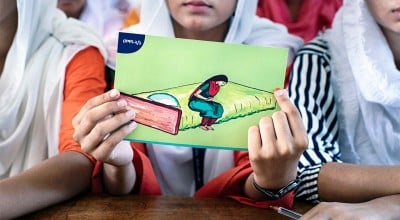 A menstrual hygiene session for girls in Bangladesh. (Photo: Concern Worldwide)