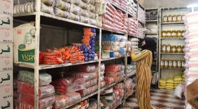 A shop where food can be purchased with food vouchers in Kobani. (Photo: Ahmad Al Aboud/Concern Worldwide)