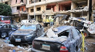 Destruction caused by an airstrike in Lebanon