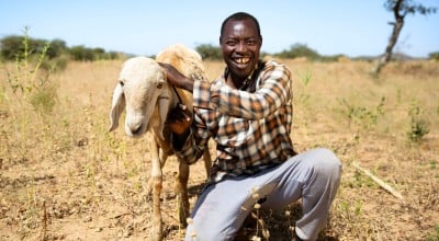 Abakar Adidi and his goat