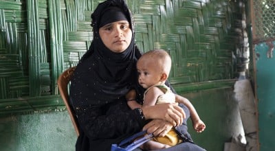 Ayesha, a Rohingya mother, with her son Anwar