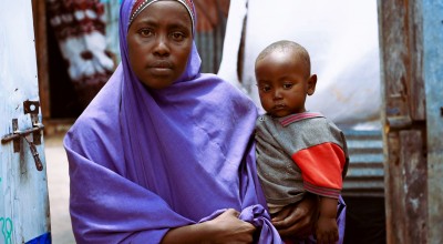 Mother-of-four Amburo whose one-year-old son was severely malnourished but received the treatment he needed from Concern health and nutrition programme in Mogadishu, Somalia, before she received cash-aid from the Somali Cash Consortium to help them rebuild their lives.