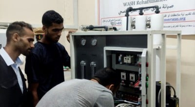 Concern is providing funding and technical support for a water filtration unit at Al Rantisis Hospital in Gaza city. Photo: CESVI 