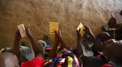 A VSLA meeting at Magborkorr in Sierra Leone. Photo: Kieran McConville/Concern Worldwide