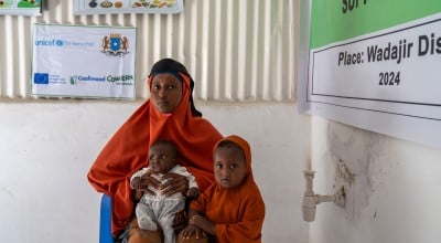 Naima* (22) is married with two young daughters: Jamilah* who is 2 years and 8 months old, and Leyla* who is 6 months old. She and her daughters currently in Wadajir District, Banadir Region, after fleeing violence and drought at home. Photo: Eugene Ikua/Concern Worldwide