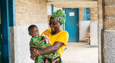 A mother and her baby attend a health centre in Democratic Republic of Congo.