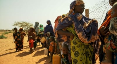People queuing to collect water in Dollo Bay Wordea in the Somali region of Ethiopia. Photo: Adnan Ahmed/Concern Worldwide