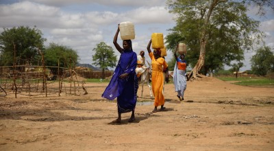 Women collecting water at new water point installed by Concern near Dog Dore, Sila Province, Chad. Photo: Concern Worldwide