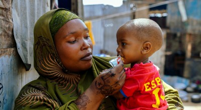 Mariam* (30) lives with her eight children live in a camp for displaced people near Robda, Somalia. All her children have received nutritional support at the Ceeldacas maternal & child health centre (MCH).  Concern and the European Union support families like Mariam’s ensuring access to health centres and nutrition services. 