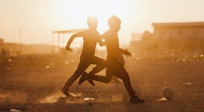Children play football at a Concern-supported internal displacement camp in northern Iraq. Photo: George Henton/Concern Worldwide