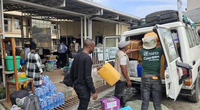 Concern staff load vehicles with tequipment and supplies before the teams depart to support targeted communities in North Kivu, Democratic Republic of Congo.