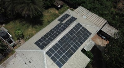 Solar panels on the roof of Liberia office