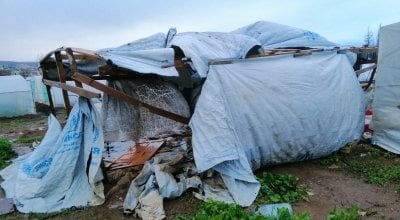 Temporary shelters for Syrian refugees in Lebanon have sustained extensive damage following two storms. Photo: Concern Worldwide.