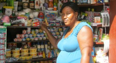 Guerda Decerant at her shop in Port-Au-Prince. Photo: Concern Worldwide. 