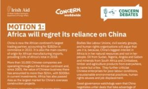 Orange research sheet for motion one - Africa will regret its reliance on China