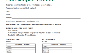 Timekeepers Sheet