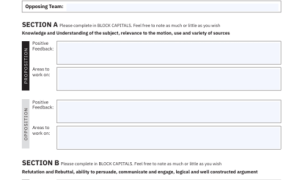 Feedback Form - Secondary School Debates