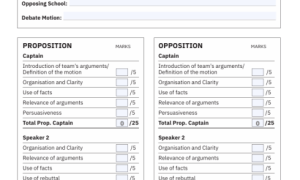 Marking Sheet - Primary School Debates