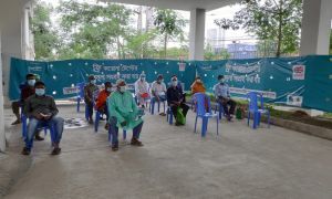 Waiting area at Digital Booth - Concern Bangladesh in collaboration with local partners, have launched New Digital Booths in Dhaka, for screening and testing of Covid-19.