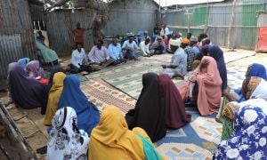 YouthLink and Concern BRCiS staff jointly facilitating Goal Free Communication with Gaheyr community in Wadadjir Banadir region, Somalia, 2019. Photo: Hussein.