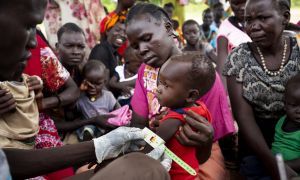 A nutrition screening at a healthcare facility in South Sudan