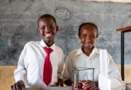 Bashun Qatu and Talabo Gonjoba during a science class at Maikona primary school, Marsabit County, Kenya