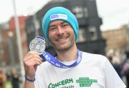 Concern's Brian Blennerhassett celebrates finishing the Dublin Marathon