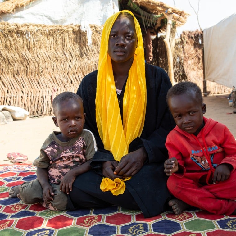 Nayla* (20) with her two sons, Ahmad* (2) and Ibrahim* (4) in red. (Photo: Eugene Ikua/Concern Worldwide)