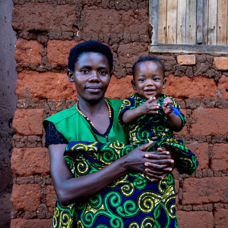 Prisca Niyorugira holds her 7 month old son, Bruno. 
