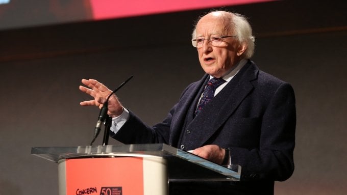Michael D Higgins addressing Concern's 'Resurge' conference in Dublin Castle, September 2018. Photo: Photocall Ireland / Concern Worldwide